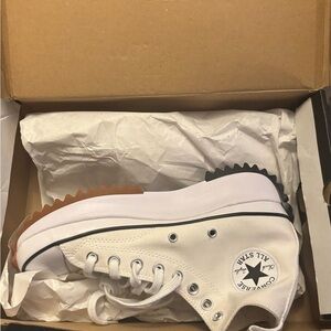 Converse Kids White High-Top Sneakers with Brown Sole